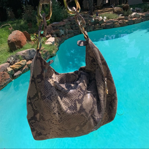 XL Michael Kors python snake skin leather chain-link shoulder bag stunning!!! - Picture 4 of 12